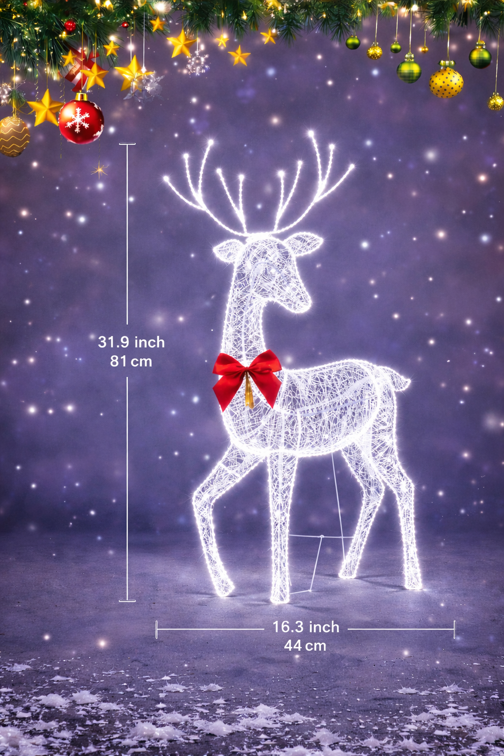 Weihnachtsrentier Familien Dekoration Beleuchtet Außen Rattan Design