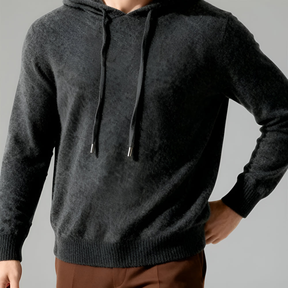 Herren Merino Woll Strick Hoodie Pullover