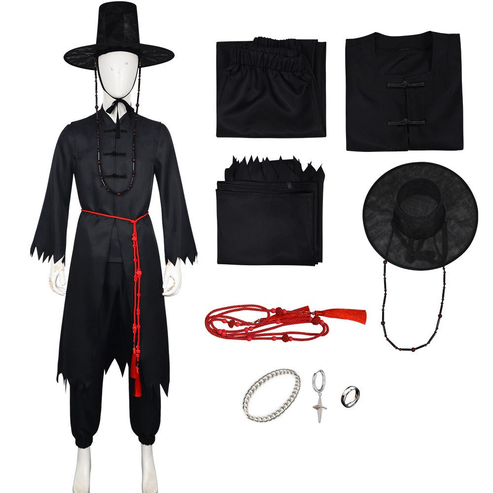 Kinder schwarzes Cosplay-Outfit-Set Kostüm