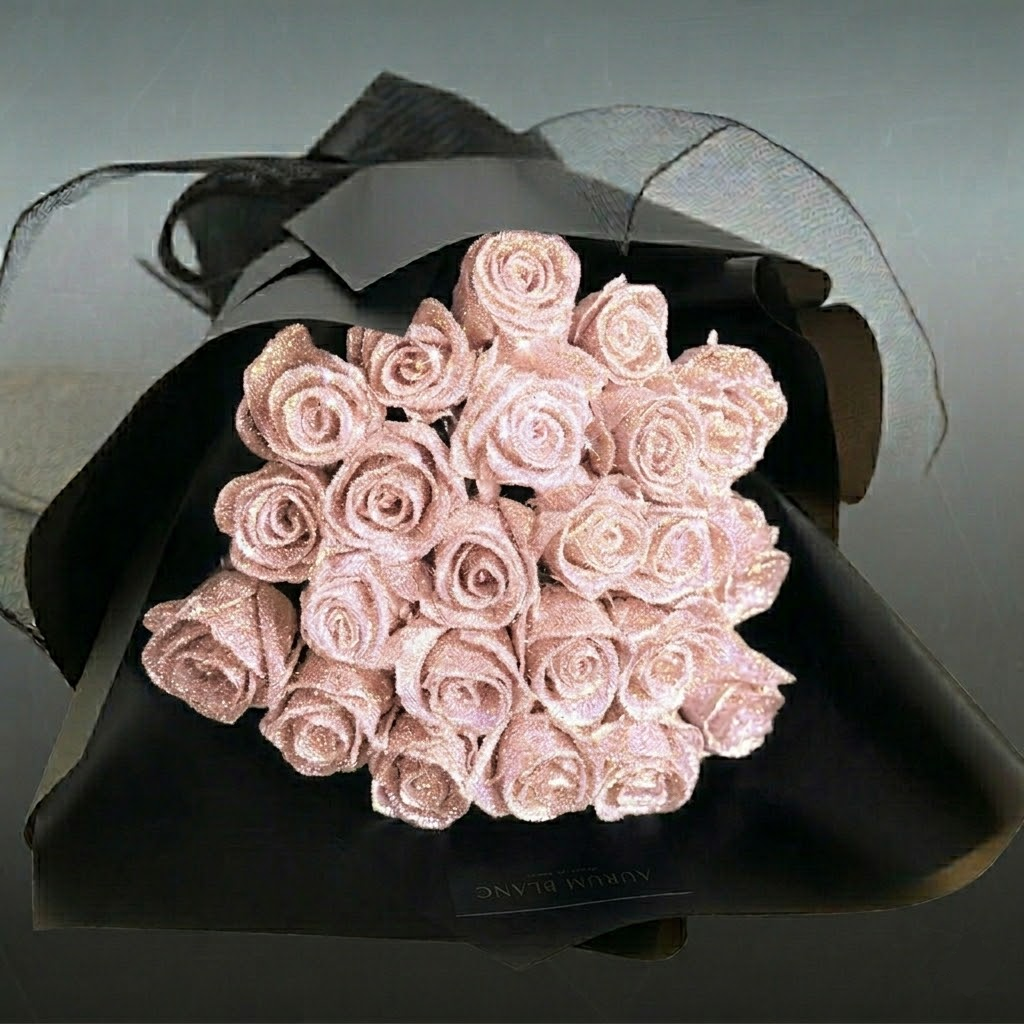 Rosa Glitzerrose Geschenkbox – Symbol ewiger Liebe