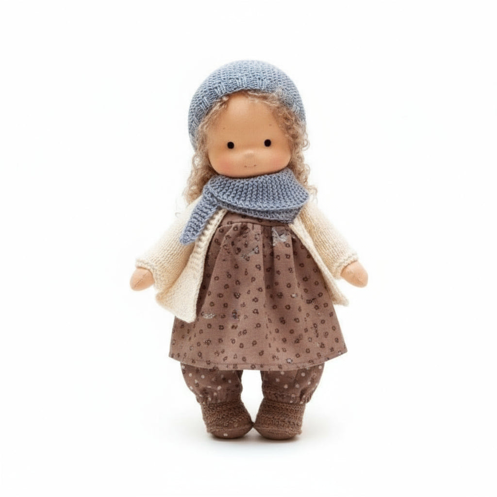 Elora Handgemachte Waldorfpuppe – Natur Baumwoll Kuschelpuppe für kreatives Spiel