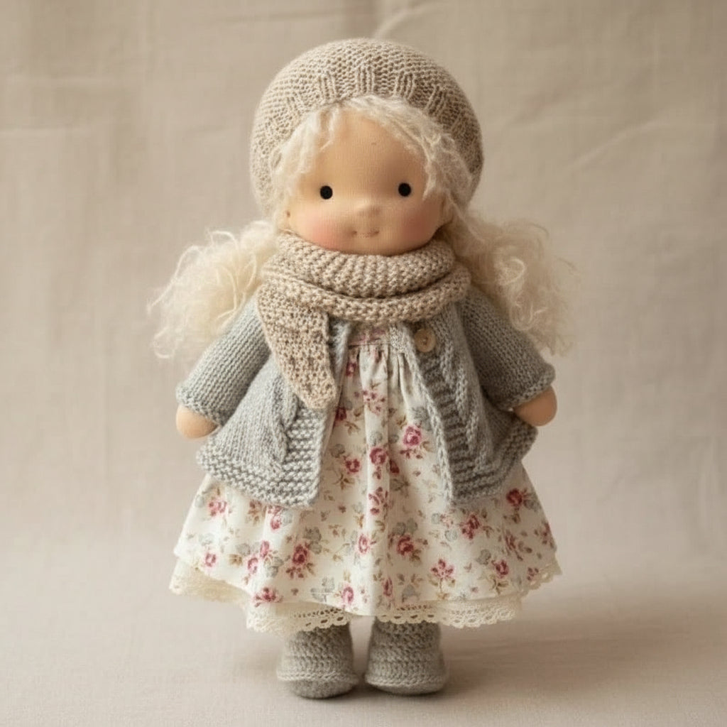 Elora Handgemachte Waldorfpuppe – Natur Baumwoll Kuschelpuppe für kreatives Spiel