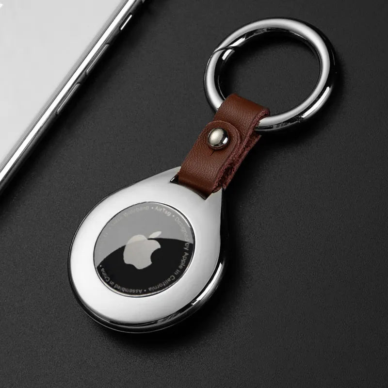 Hochwertige Leder-Metall-Anhänger-Schutzhülle für Apple AirTags