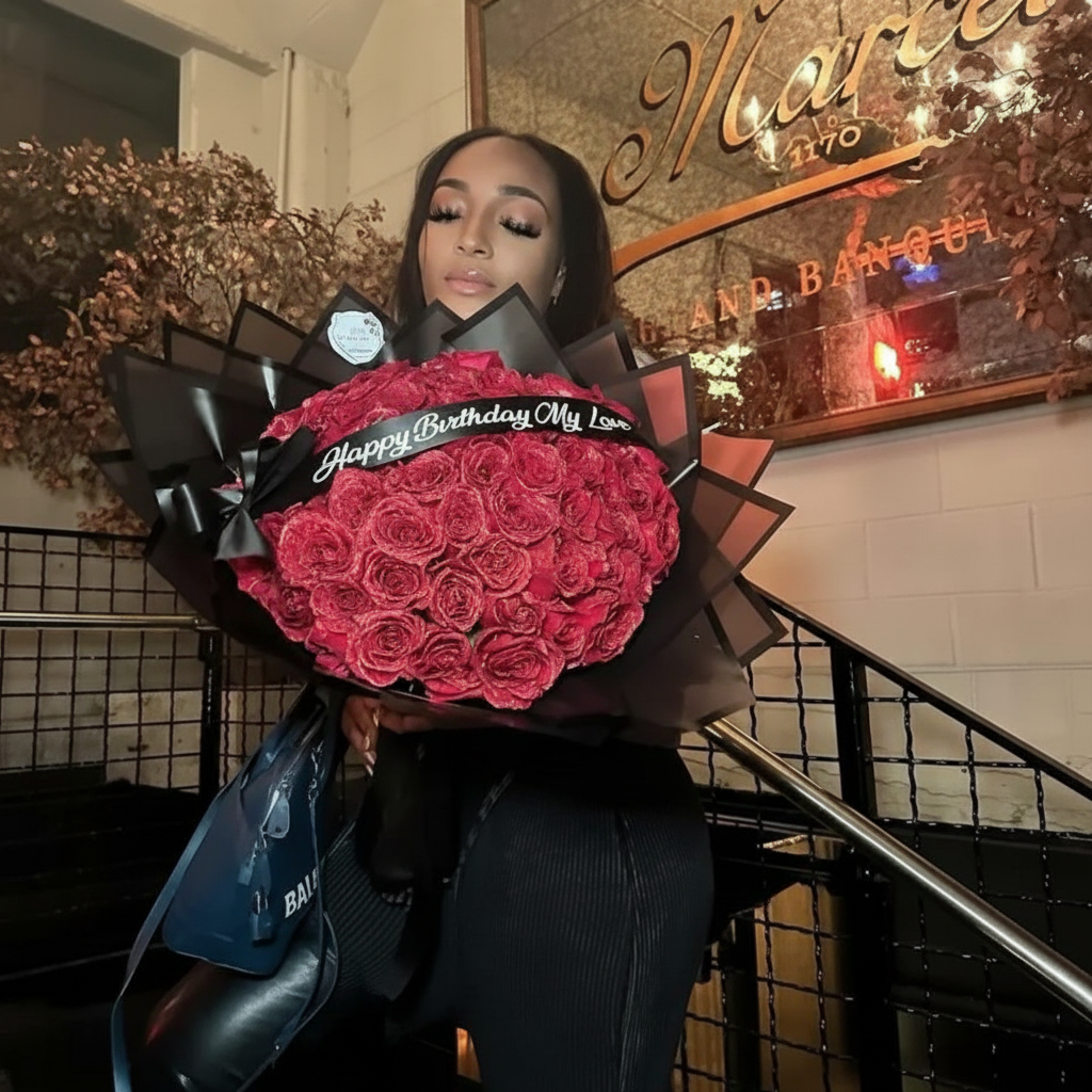 Rosa Glitzerrose Geschenkbox – Symbol ewiger Liebe