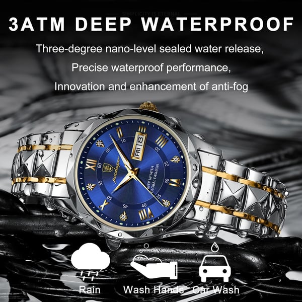Ripob Modell 615 | Luxuriöse Herrenarmbanduhr | Japanisches MIYOTA Quarzwerk | Gehäuse aus 316L Edelstahl | Hardlex Kristallglas | 3 ATM wasserdicht | Leuchtende Indizes & Datum