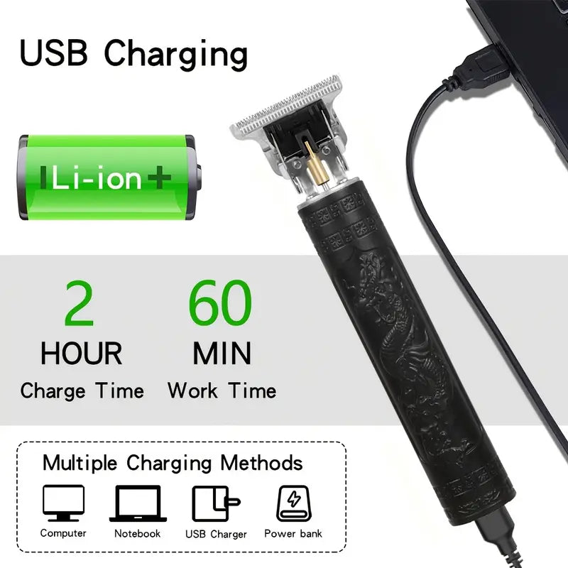 GroomMaster - 3-teiliges professionelles Haar- und Bartpflegeset für Männer, kabellose Trimmer mit LED-Display, USB wiederaufladbar