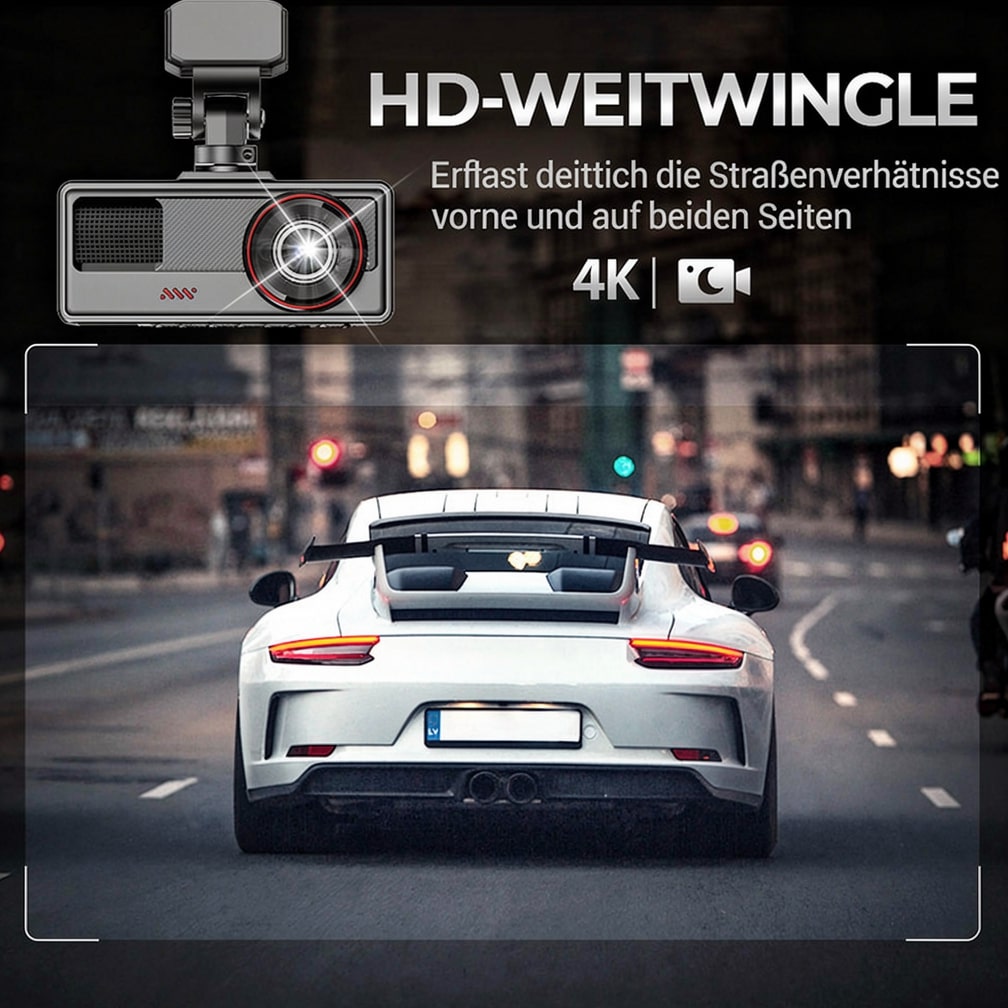 Dashcam für Front und Heck des Autos | Rückfahrkamera zum Nachrüsten | Auto Kamera | DriveCam