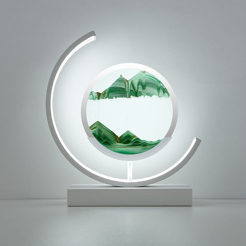Dekorative LED Tischlampe | Moderne Designerlampe | Rotierendes Sandbild | SandScape