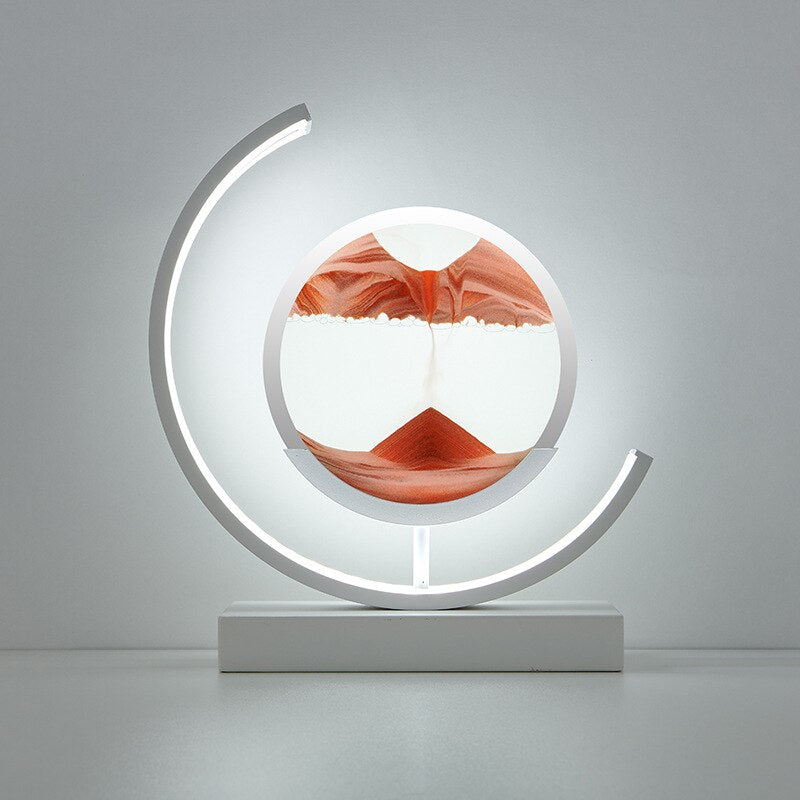 Dekorative LED Tischlampe | Moderne Designerlampe | Rotierendes Sandbild | SandScape