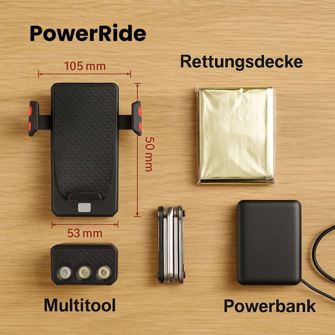 Fahrradlicht mit Handyhalter & Powerbank | Vorderes Fahrradlicht | PowerRide