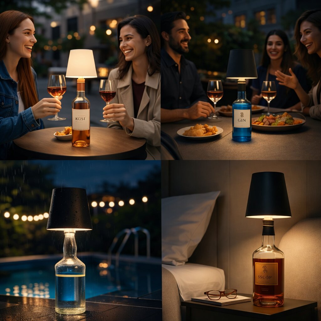 Flaschenlicht | Flasche als Tischlampe | Wiederaufladbare Tischleuchte | Flaschenverschluss | LumiBottle