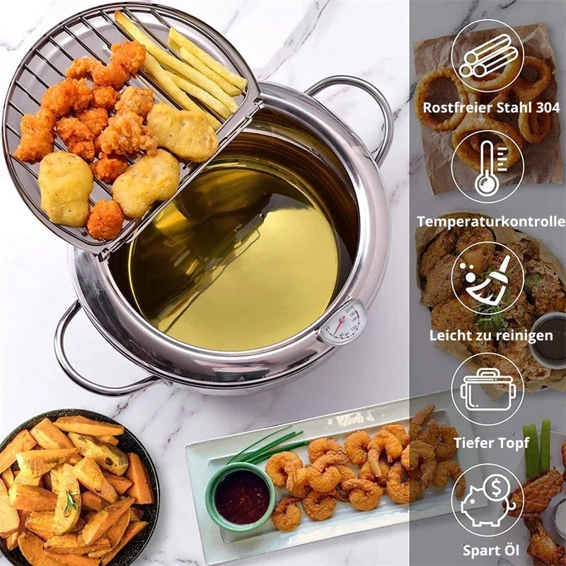 Fritteuse | Edelstahlpfanne mit Thermometer | FryMaster