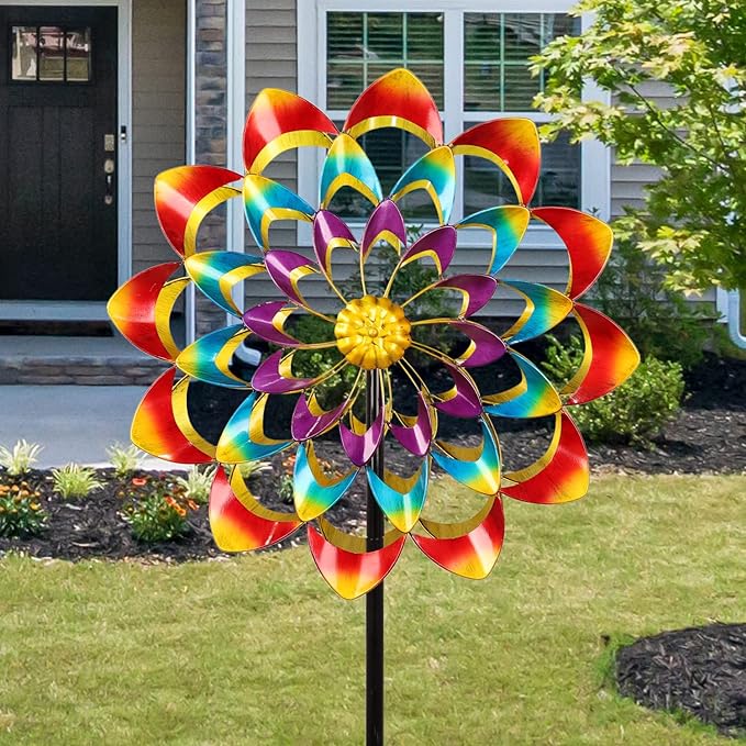 Garten-Windrad aus Metall | Windspiel für den Garten | Floravera