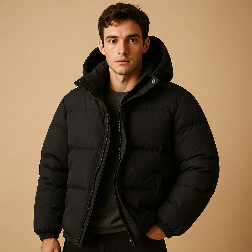 Herren Pufferjacke mit Kapuze – Gequilteter Wintermantel