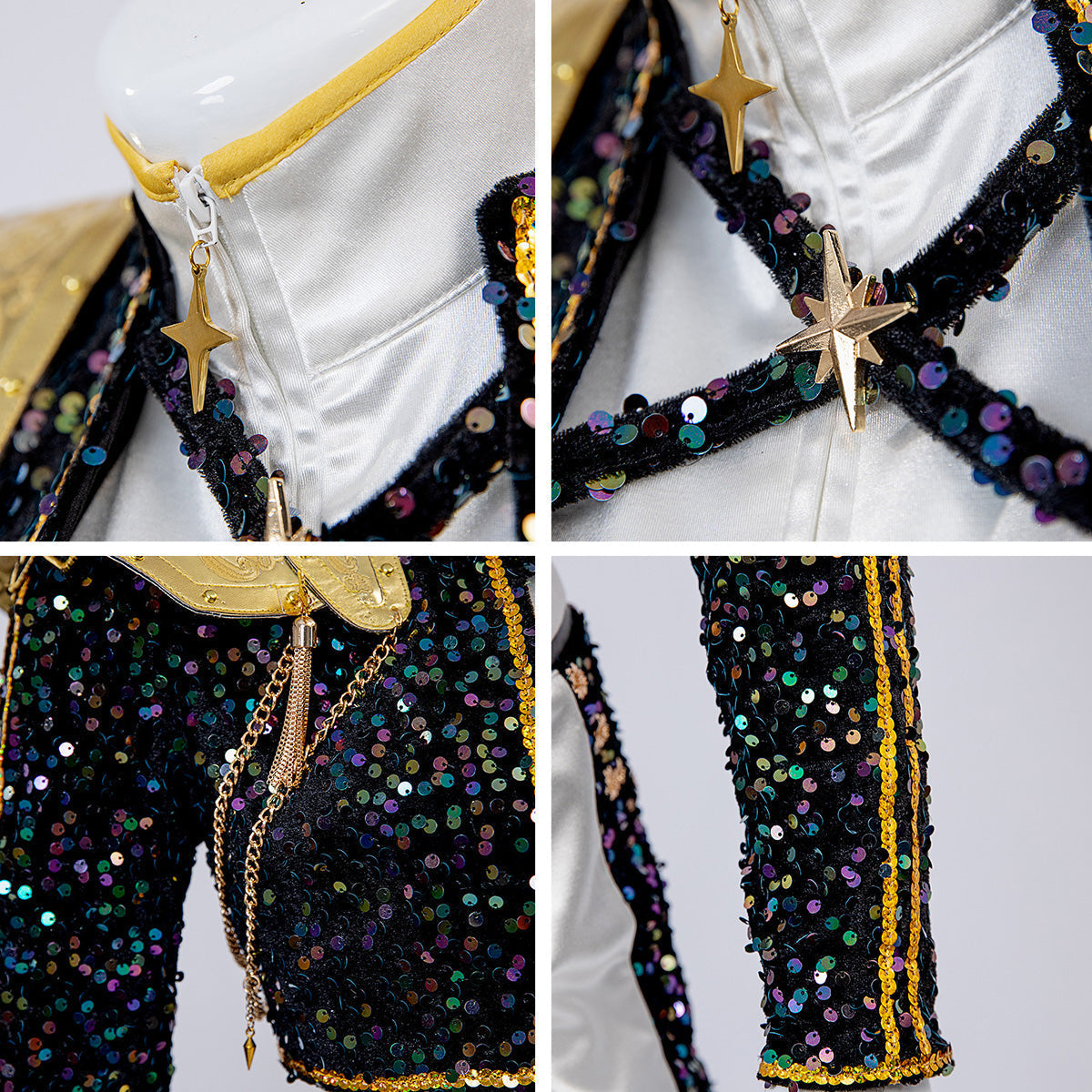 Glitzerkostüm Damen Schwarz Gold