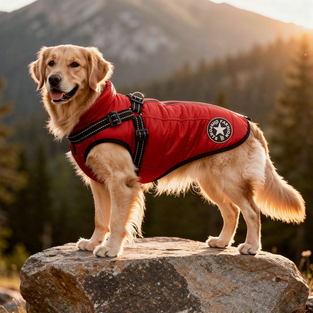Hundemantel für den Winter | Wintermantel für Hunde | Hundejacke mit Geschirr | Fellmantel