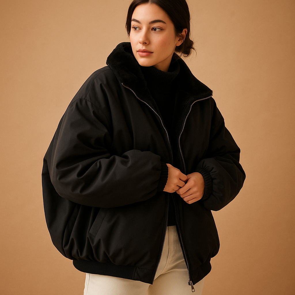 Damen Kurzer Wintermantel mit Kapuze – Warm & Stilvoll