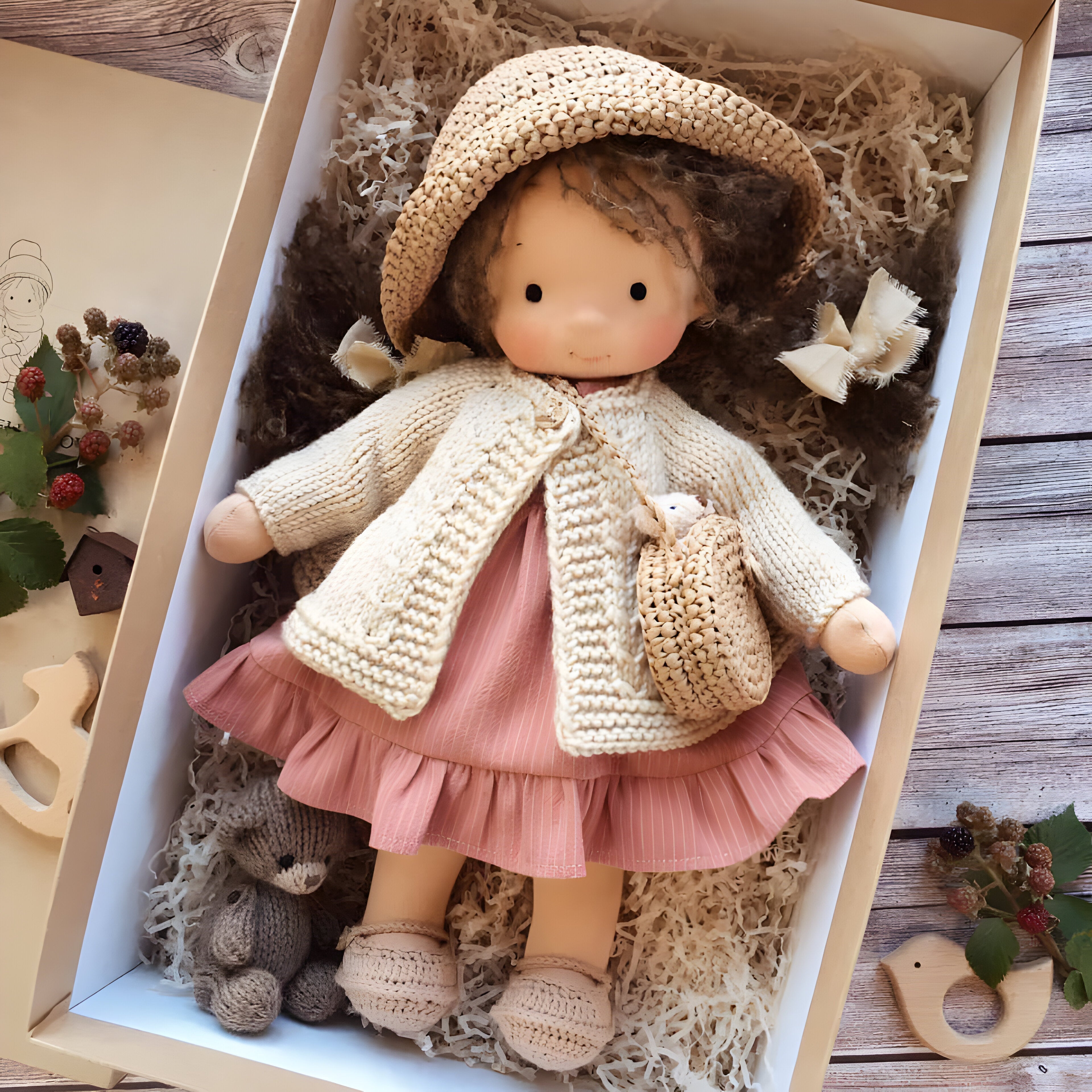 Handgemachte Stoffpuppe Weiches Baumwollspielzeug