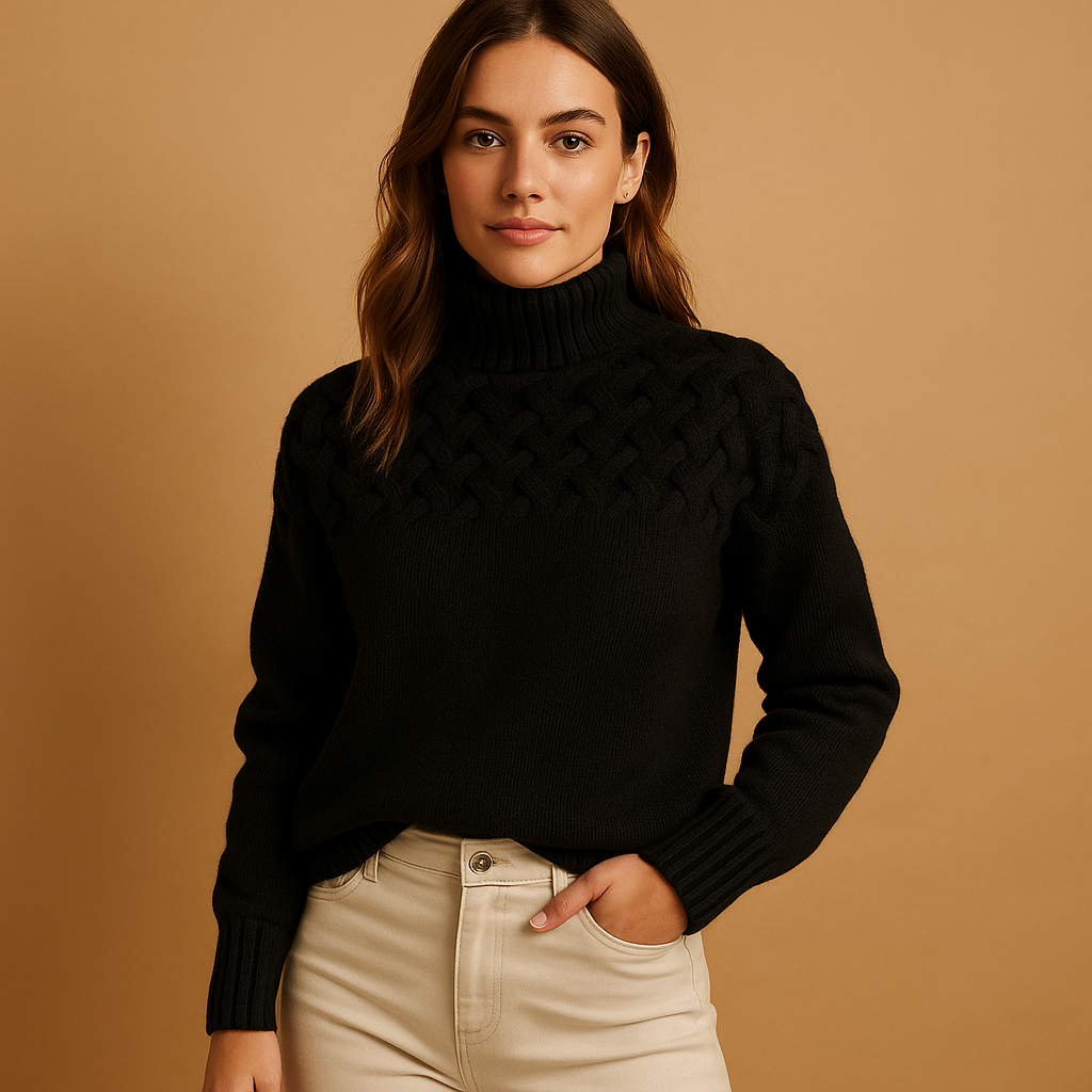 Damen Strickrollkragenpullover mit weicher Textur
