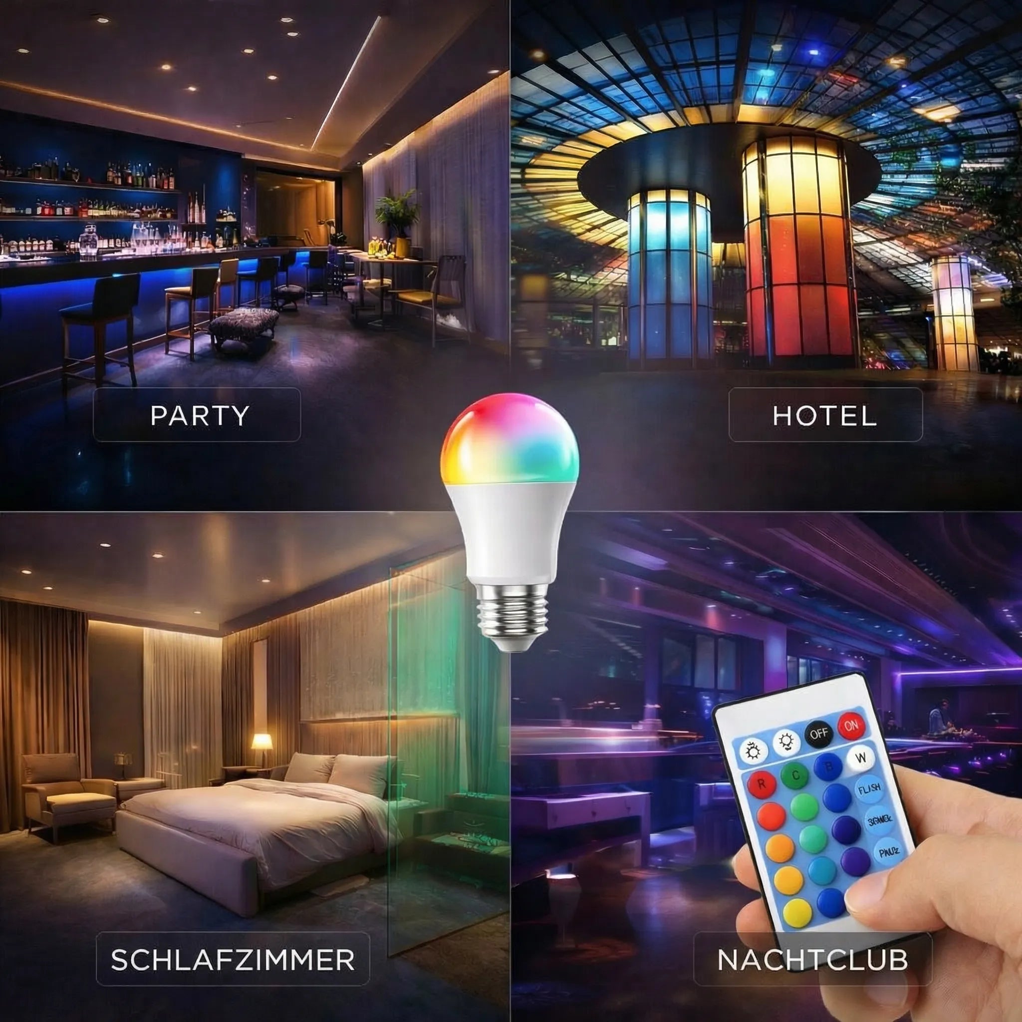 LED E27 Glühbirne | RGB Lampe mit Fernbedienung | Neonix