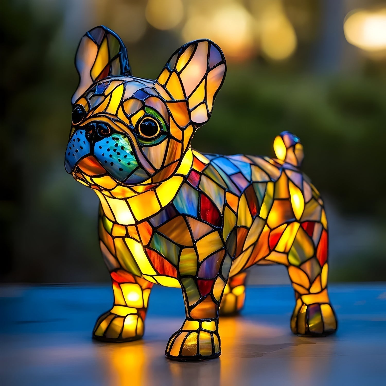 Buntglas Hund Tischlampe Dekorative Tierbeleuchtung