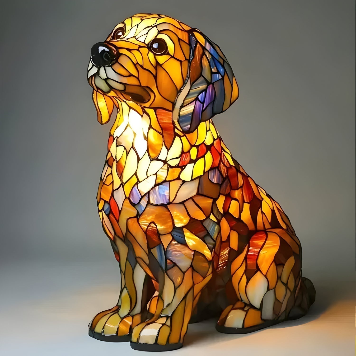 Buntglas Hund Tischlampe Dekorative Tierbeleuchtung