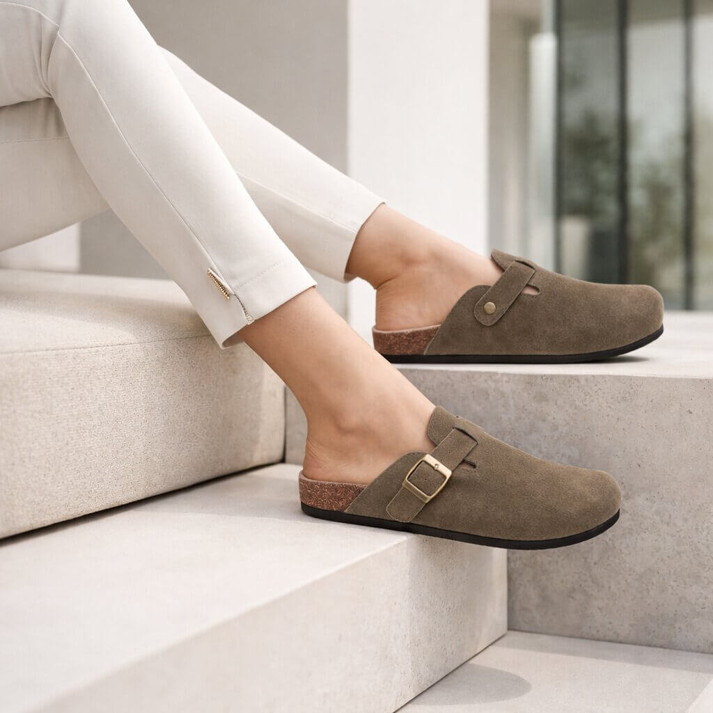Orthopädische Hausschuhe für Damen & Herren | Wildleder Clogs | Pantoletten | Suedara