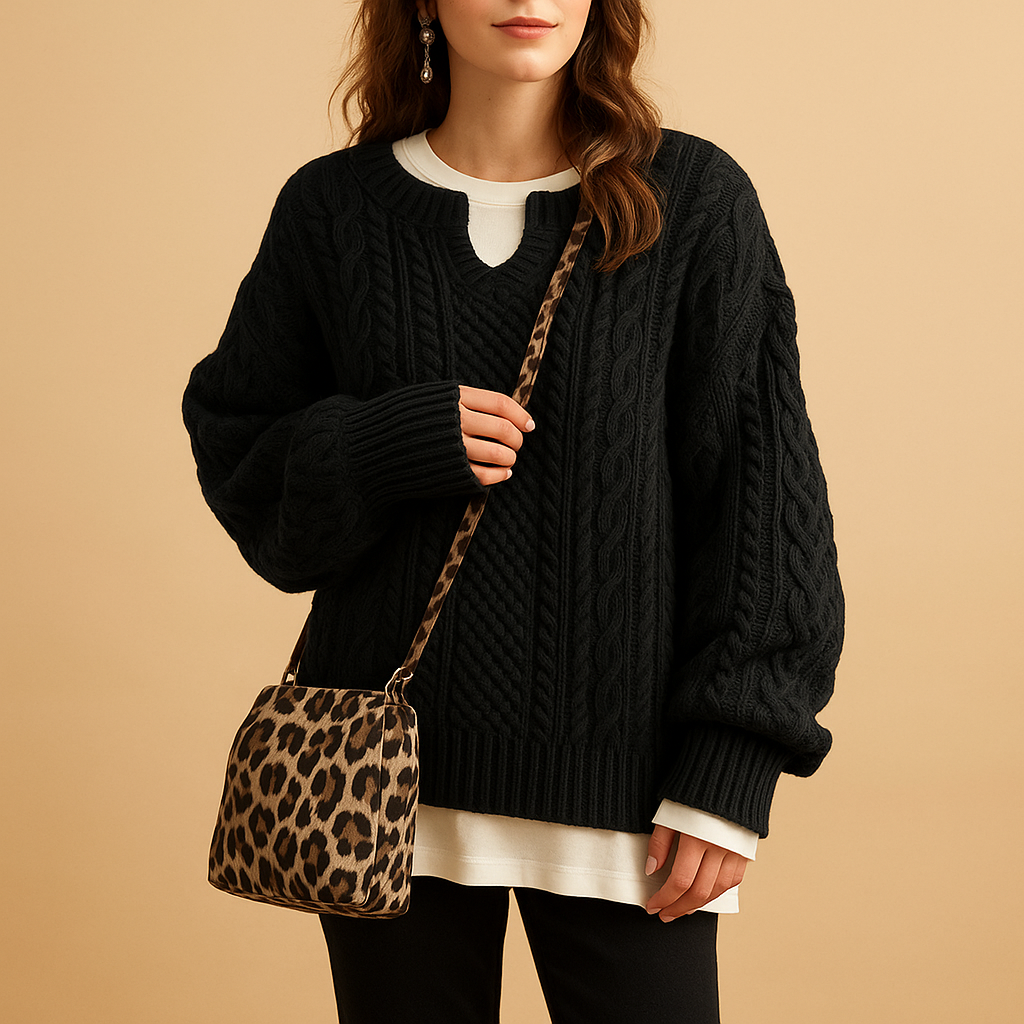 Chunky Strick Oversized Pullover für Frauen mit Rundhalsausschnitt