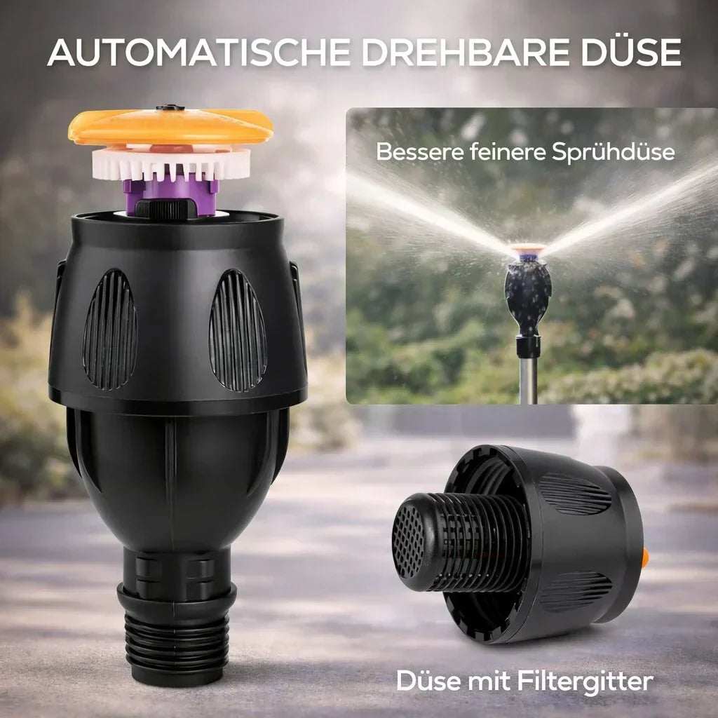 Rasensprenger mit Stativ | 360° Sprinkler | Garten Sprühgerät | AquaVento