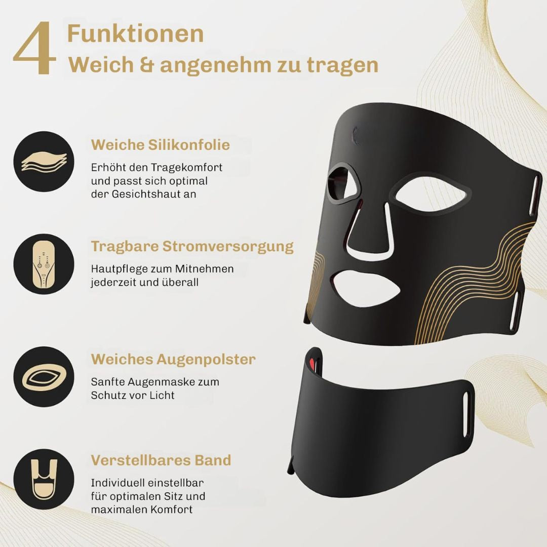 Rotlichtmaske | LED-Gesichtsmaske | Lichttherapie für die Haut | SkinGlow