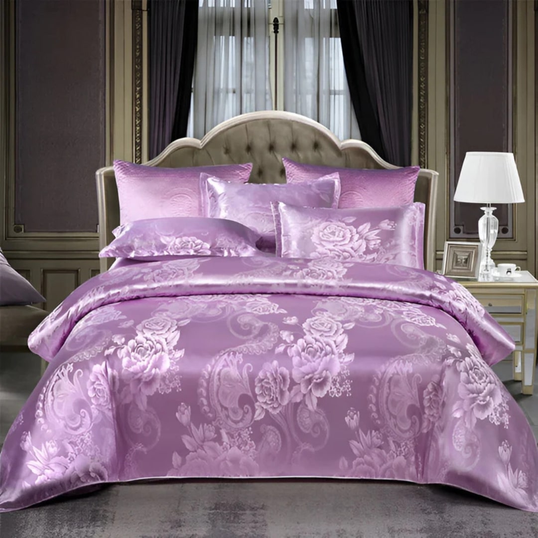 Satin-Bettlaken mit Kissenbezug | Luxuriöse Bettwäsche | Bettbezug | Satinora