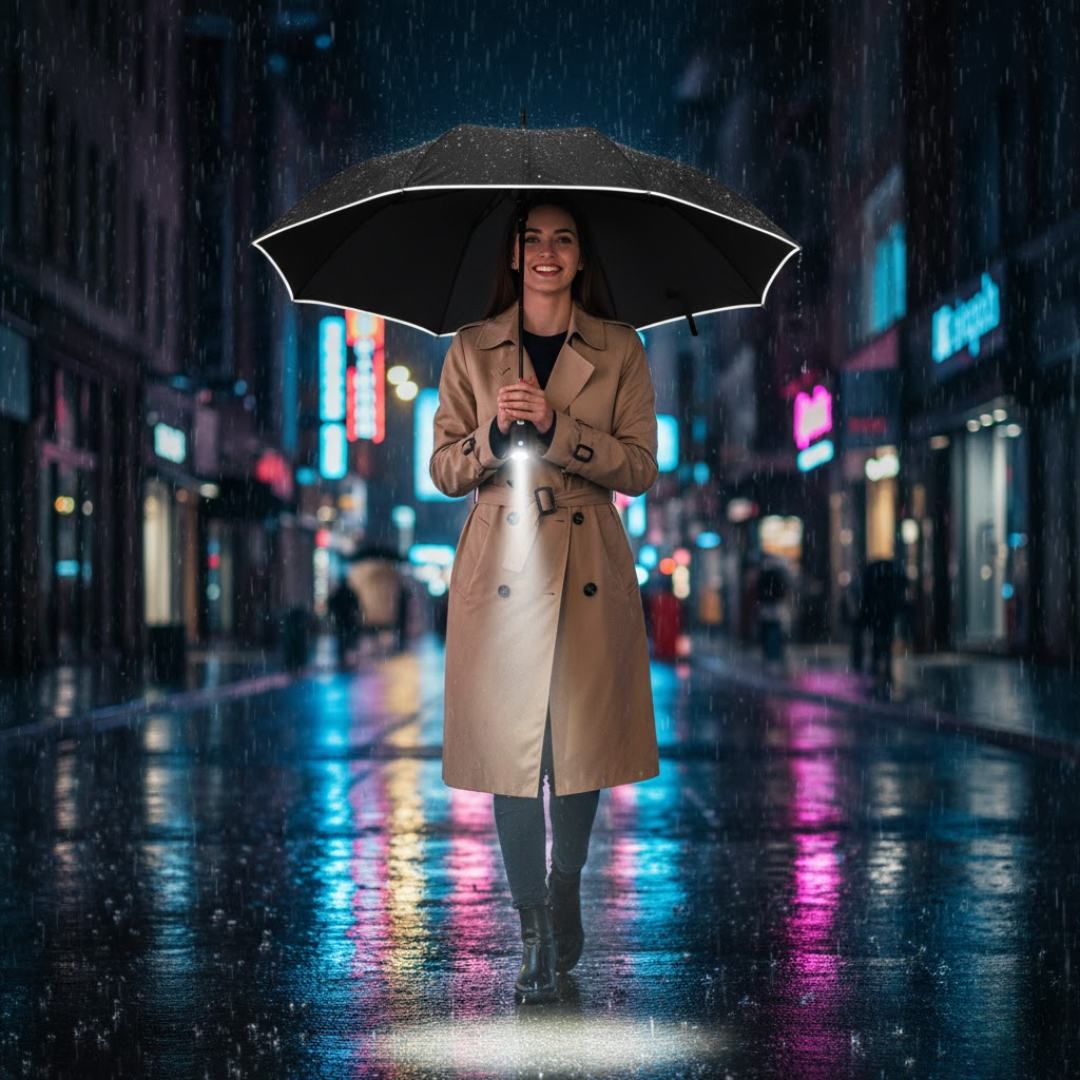 Sturmfester Automatischer Regenschirm mit Licht | LumBrella