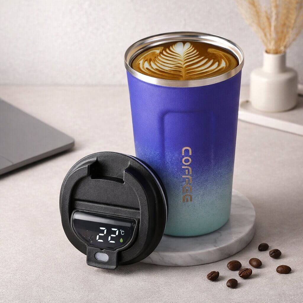 Thermobecher mit Temperaturanzeige | Smarter Trinkbecher aus Edelstahl | Themiora