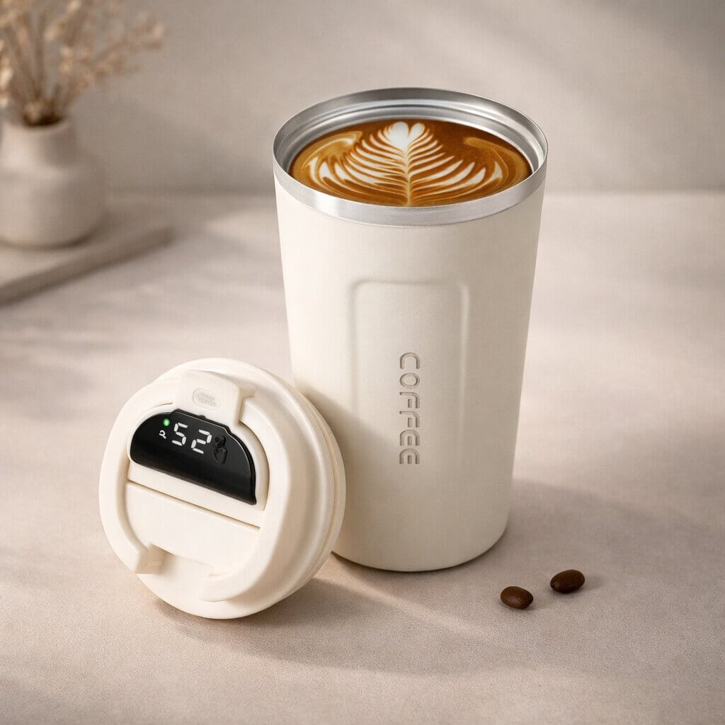 Thermobecher mit Temperaturanzeige | Smarter Trinkbecher aus Edelstahl | Themiora