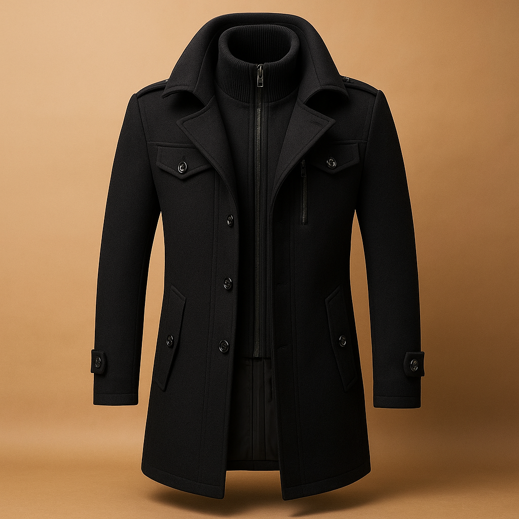 Herren Slim Fit Zweiteiliger Wintermantel