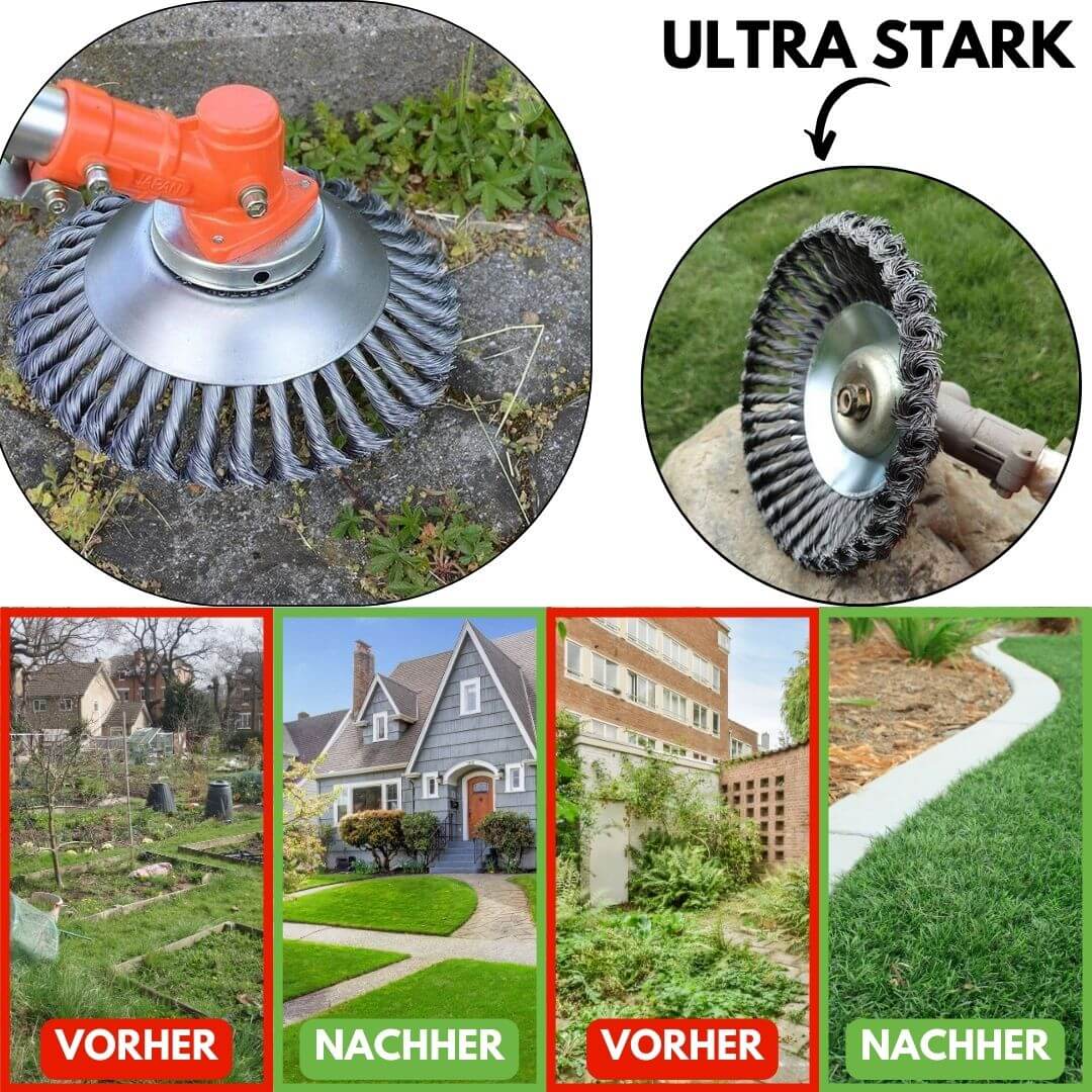 Unkrautbürste für Rasentrimmer | Unkraut beseitigen | GardenSteel