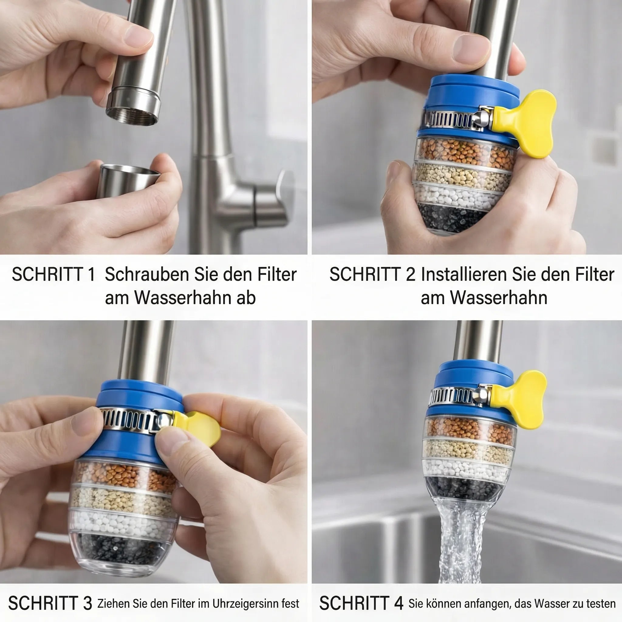 Wasserfilter für den Wasserhahn zu Hause | Trinkwasserfilter für sauberes Wasser | PureFlow