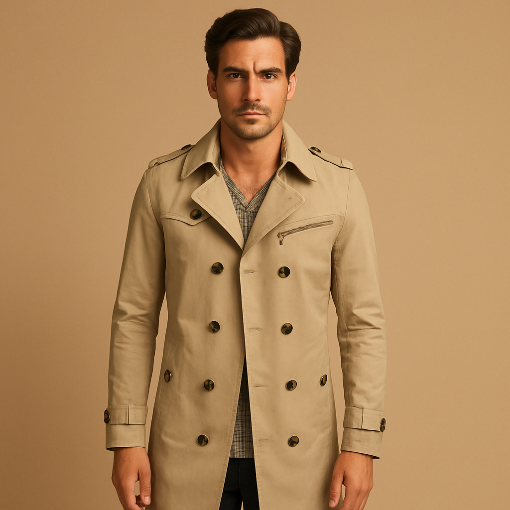 Herren wasserdichter Trenchcoat – Klassisches Doppelreiher-Design