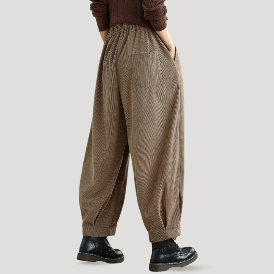 Damen Corduroy Weite Beinhosen | Hohe Taille und Lässiger Stil