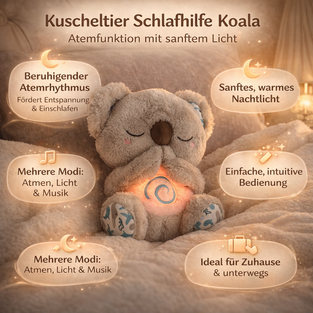 Kuscheltier Schlafhilfe Koala mit Atemfunktion Sanftes Licht
