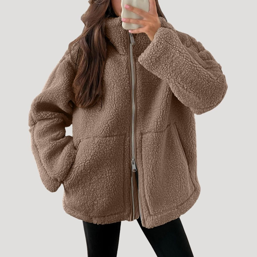 Damen Fleece Teddyjacke | Weich, Flauschig und Warm für Wintertage