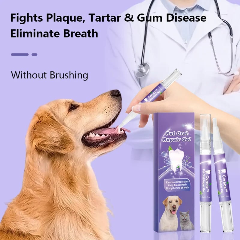 FreshPaws Zahnreinigungs-Gel für Haustiere | Zahnstein- und Fleckenentferner für ein gesünderes Lächeln