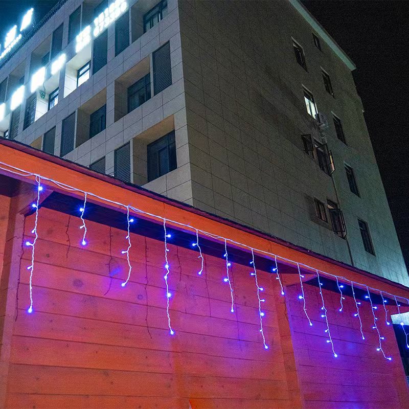 Ripob | Quntis 50m LED Eiszapfen Lichterkette | IP44 Wetterfest | 36V Niederspannung | 500+ LEDs | Eiszapfen Wasserfall-Effekt | Warmweiß