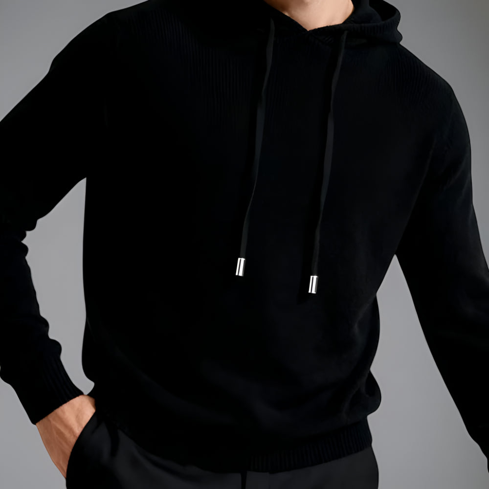 Herren Merino Woll Strick Hoodie Pullover