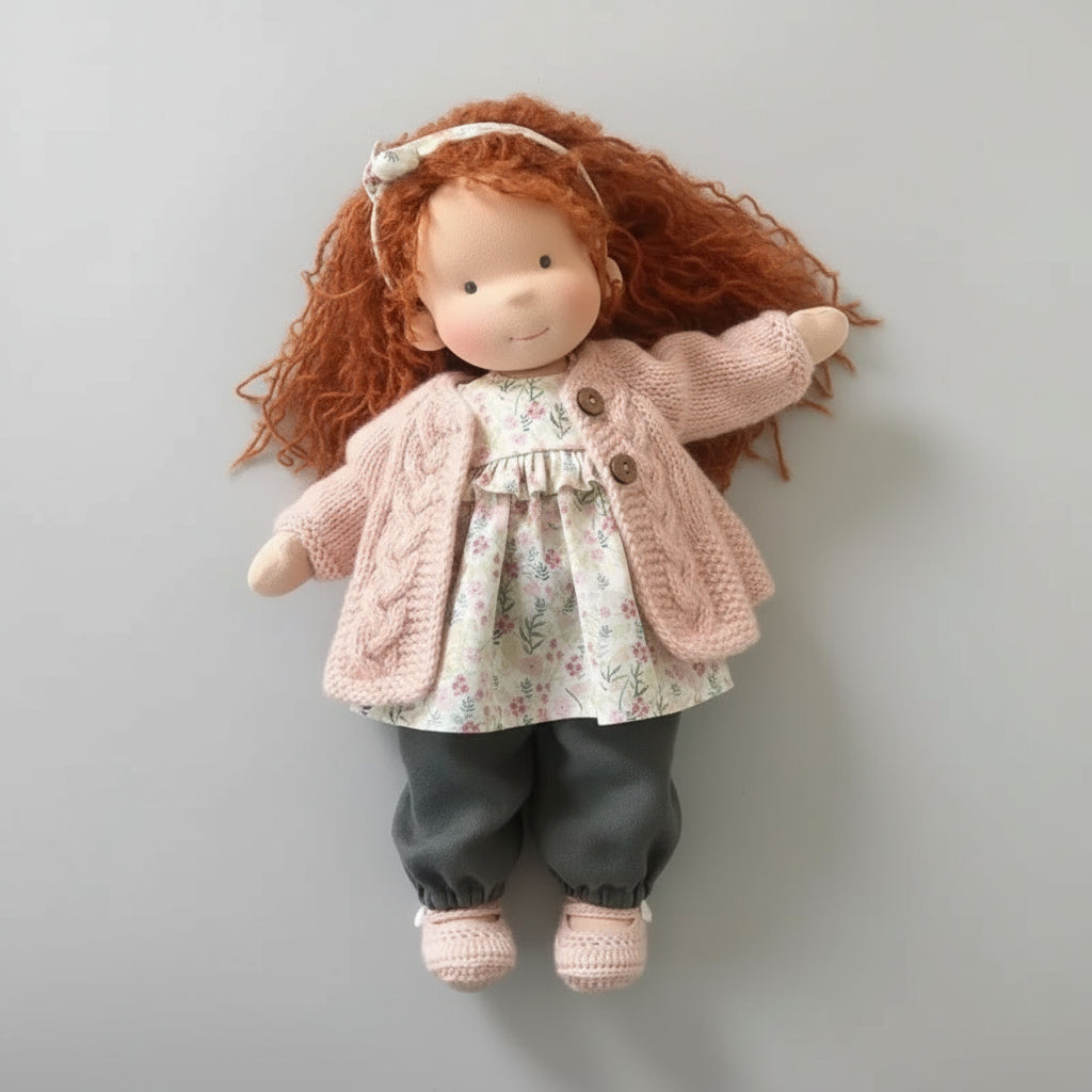 Elora Handgemachte Waldorfpuppe – Natur Baumwoll Kuschelpuppe für kreatives Spiel