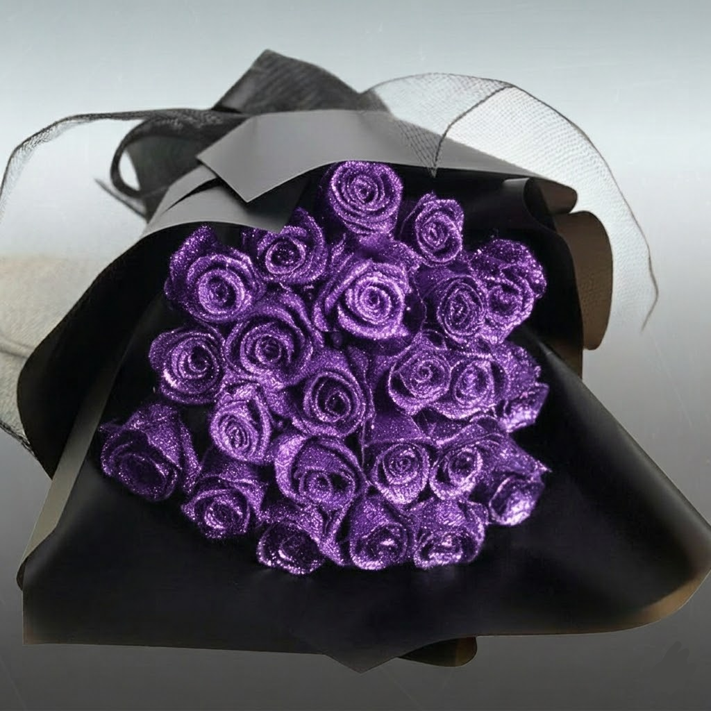 Rosa Glitzerrose Geschenkbox – Symbol ewiger Liebe