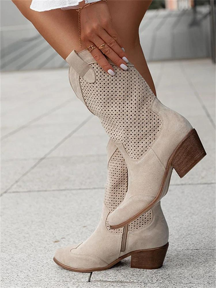 Damen Leder Western Stiefel – Mittelhohe Cowboy-Style mit Komfortfutter Modell Alvara