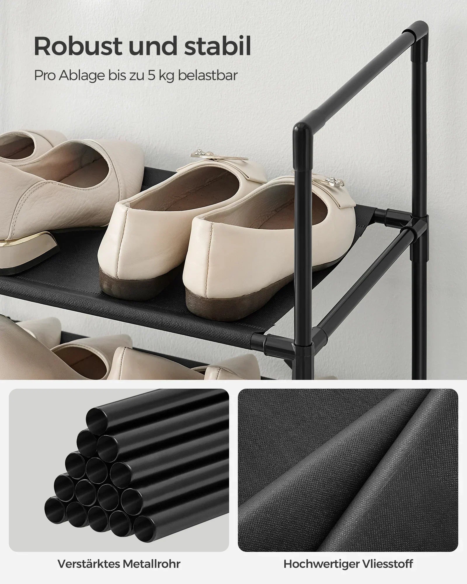 Metall Schuhschrank | Schlanker Schuhregal | Platzsparende Schuhaufbewahrung | SteelLine