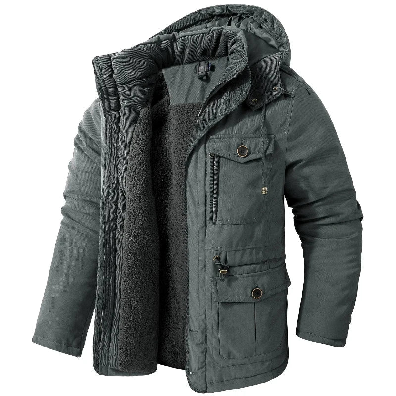 Herren Wasserabweisende Jacke | Kapuzen-Wintermantel mit Warmfutter