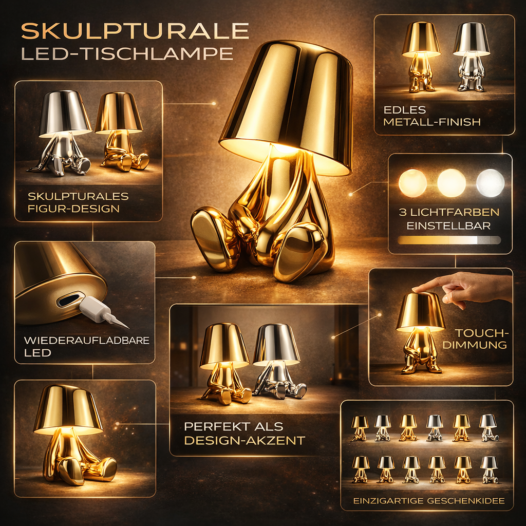 Goldene Moderne Design Figur LED Tischlampe